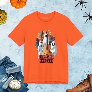 Ghoulish Grooves Ghosts Unisex Jersey Short Sleeve Tee - Dipaliz - Orange / s - T-shirts