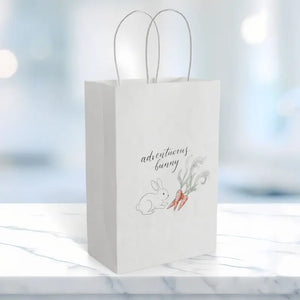 Paper Gift Bag - Adventurous Bunny Carrot Illustration - Dipaliz - 5.5’’ x 8.375’’ / White / Gifts Online