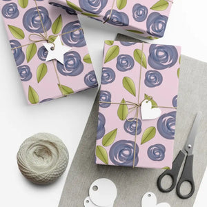 Gift Wrap Papers Blue Roses Design Premium Quality - Dipaliz - 30’’ x 20’’ / Matte - Wrapping Paper