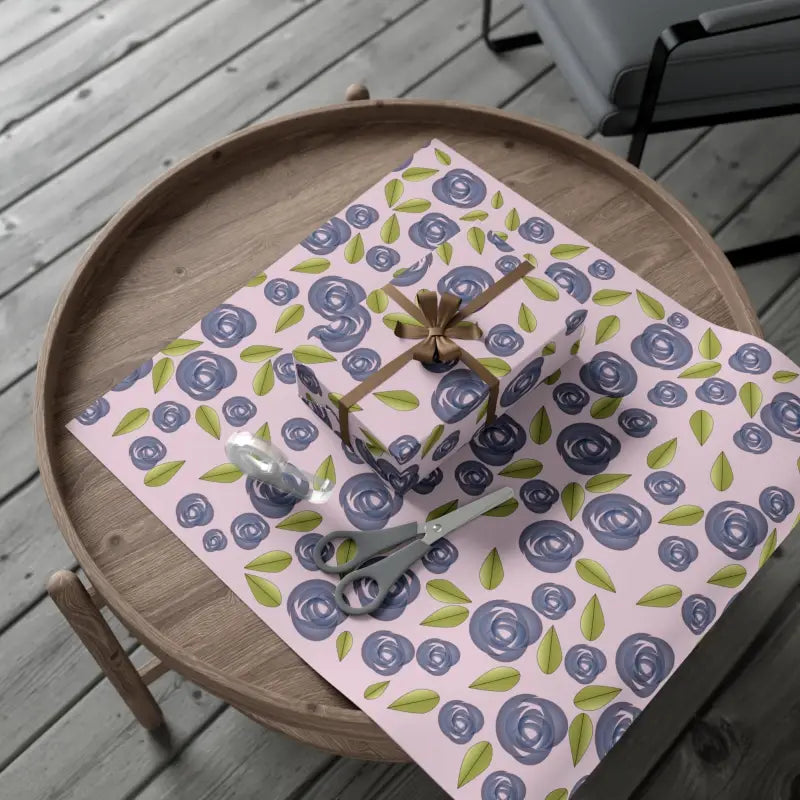 Elevate Gifts with Dipaliz Blue Roses Gift Wrap Papers - Home Decor