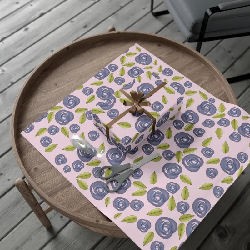 Elevate Gifts with Dipaliz Blue Roses Gift Wrap Papers - Home Decor