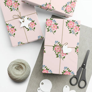 Floral Pink Flowers Gift Wrap - Satin Matte Finish - Dipaliz - Wrapping Paper