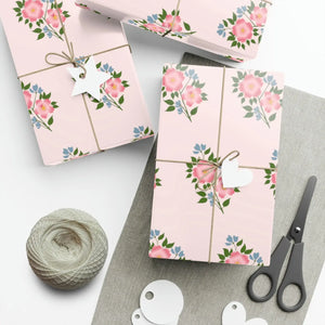 Floral Pink Flowers Gift Wrap - Satin Matte Finish - Dipaliz - Wrapping Paper
