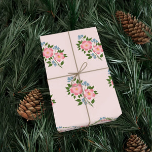 Floral Pink Flowers Gift Wrap - Satin Matte Finish - Dipaliz - Wrapping Paper
