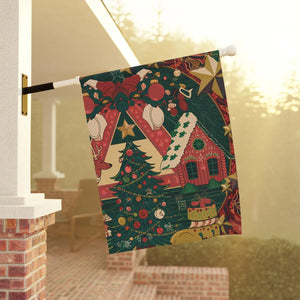 Gingerbread house garden banner by DipaliZ on poly poplin-canvas fabric