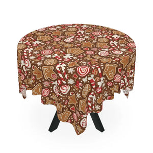Wrinkle Resistant Tablecloth Rich Browns Gingerbread Dipaliz Style - one Size / White - Tablecloths