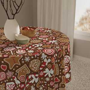 Wrinkle Resistant Tablecloth Rich Browns Gingerbread Dipaliz Style - one Size / White - Tablecloths