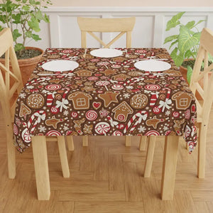 Wrinkle Resistant Tablecloth Rich Browns Gingerbread Dipaliz Style - one Size / White - Tablecloths