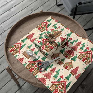 Gingerbread House Gift Wrap Papers - Festive Holiday Design - Dipaliz - 30’’ x 20’’ / Matte - Wrapping Paper