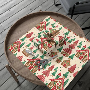 Gingerbread House Gift Wrap Papers - Festive Holiday Design - Dipaliz - 30’’ x 20’’ / Satin - Wrapping Paper