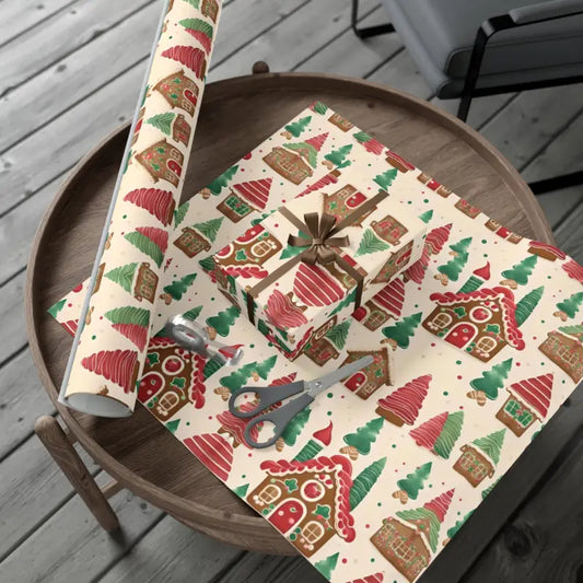 Unwrap Joy with Gingerbread House Gift Wrap Papers - 30’’ x 144’’ / Matte Home Decor