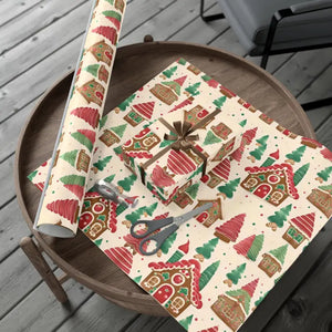 Gingerbread House Gift Wrap Papers - Festive Holiday Design - Dipaliz - 30’’ x 144’’ / Satin - Wrapping Paper