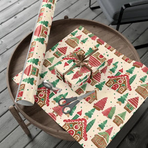 Gingerbread House Gift Wrap Papers - Festive Holiday Design - Dipaliz - 30’’ x 72’’ / Satin - Wrapping Paper
