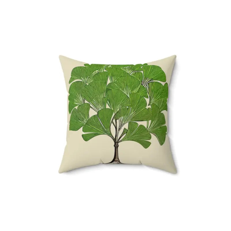 Ginkgo Tree Elegance: Spun Polyester Square Pillow Showstopper - 14’’ × Home Decor