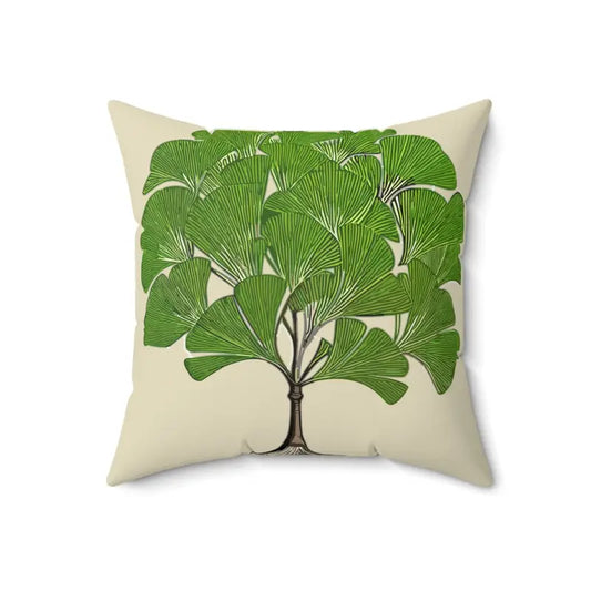 Ginkgo Tree Elegance: Spun Polyester Square Pillow Showstopper - 18’’ × Home Decor