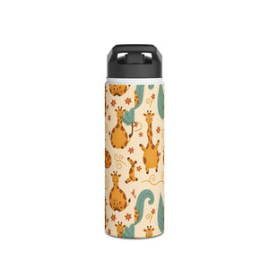 Giraffe Pattern Stainless Steel Water Bottle, Cute Safari Kids - Bottles