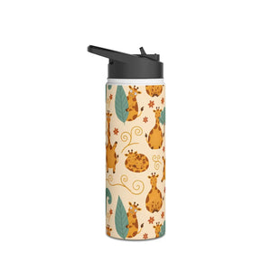 Giraffe Pattern Stainless Steel Water Bottle, Cute Safari Kids - Bottles