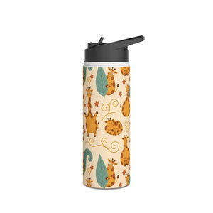 Giraffe Pattern Stainless Steel Water Bottle, Cute Safari Kids - Bottles
