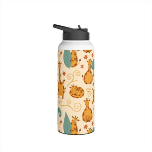 Giraffe Pattern Stainless Steel Water Bottle, Cute Safari Kids - Bottles