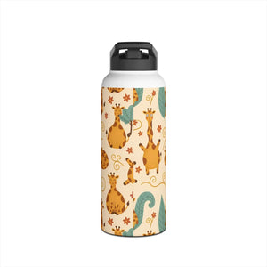 Giraffe Pattern Stainless Steel Water Bottle, Cute Safari Kids - Bottles