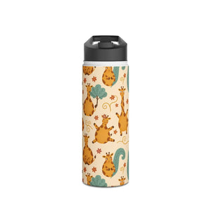 Giraffe Pattern Stainless Steel Water Bottle, Cute Safari Kids - Bottles
