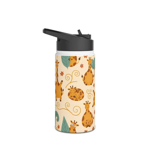 Giraffe Pattern Stainless Steel Water Bottle, Cute Safari Kids - Bottles