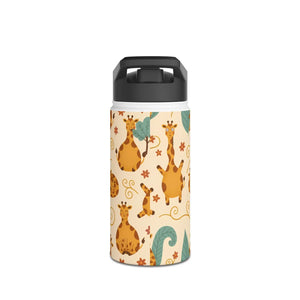 Giraffe Pattern Stainless Steel Water Bottle, Cute Safari Kids - Bottles