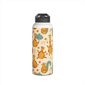 Giraffe Pattern Stainless Steel Water Bottle, Cute Safari Kids - Bottles