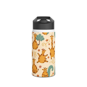 Giraffe Pattern Stainless Steel Water Bottle, Cute Safari Kids - Bottles