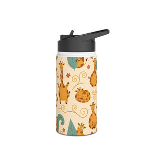 Giraffe Pattern Stainless Steel Water Bottle, Cute Safari Kids - Bottles