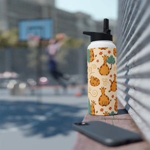 Giraffe Pattern Stainless Steel Water Bottle, Cute Safari Kids - Bottles