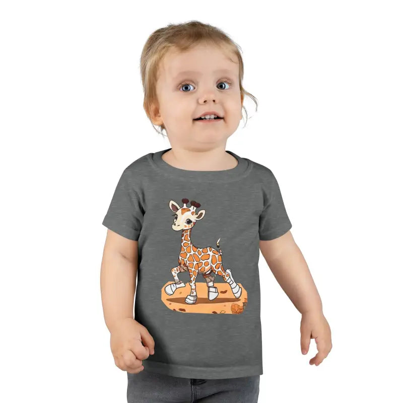 Giraffe Toddler Cotton Tee: Cozy Cute Fun All Day! - Graphite Heather / 5t Kids Clothes