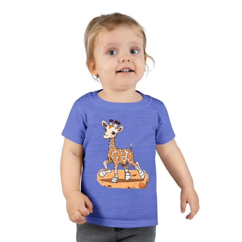 Giraffe Toddler Cotton Tee: Cozy Cute Fun All Day! - Heather Royal / 3t Kids Clothes