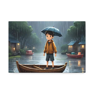 Whimsical Rainy Day Umbrella Hat Boy Canvas Print - Dipaliz - 12’’ x 8’’ (horizontal) / 1.5’’ - Prints