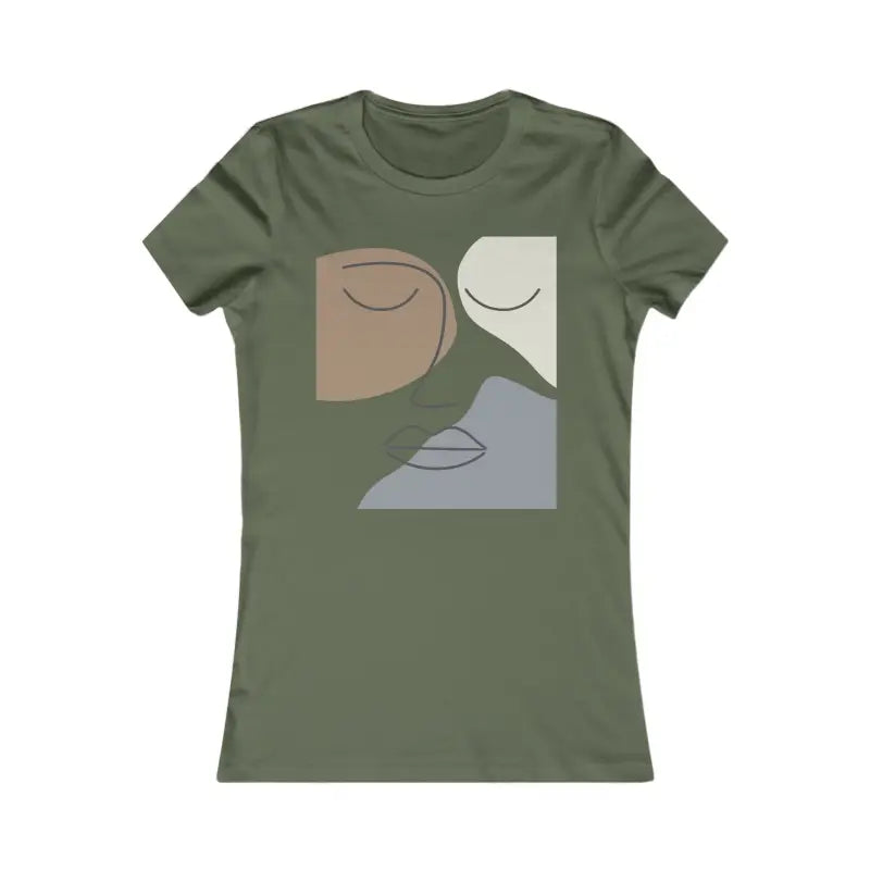 Chic Abstract Face Tee: your New Favorite Go-to! - s / Military Green T-shirt