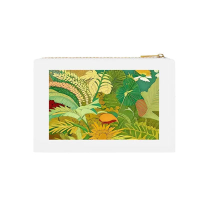 Glam Green Foliage Cosmetic Bag with Gold Zipper Flair - White / one Size Bags