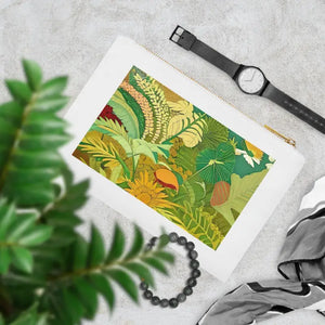 Cosmetic Bag Green Foliage Gold Zipper Beauty Organizer Dipaliz - White / one Size - & Toiletry Bags