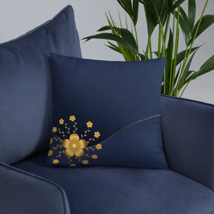 Gold Floral Basic Pillow - Glamorous Room Decor - Dipaliz - 18″×18″ - Throw Pillows