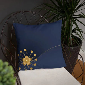 Gold Floral Basic Pillow - Glamorous Room Decor - Dipaliz - Throw Pillows