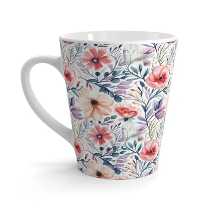 Glam Up Mornings with a Flowers Pattern Latte Mug - 12oz