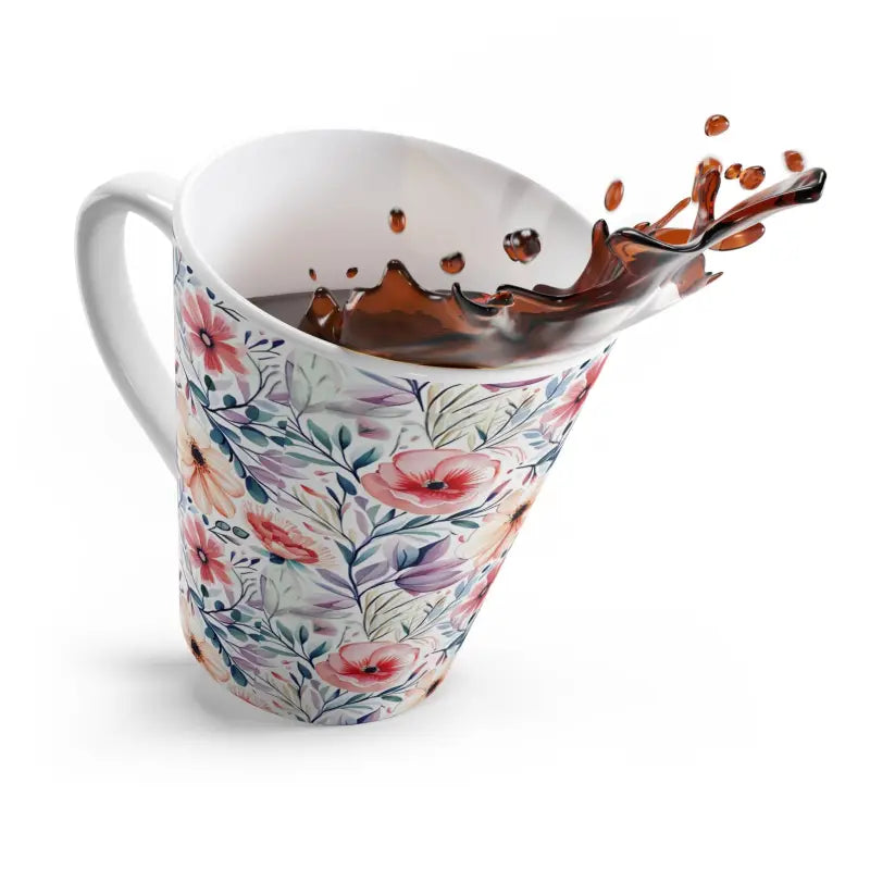 Glam Up Mornings with a Flowers Pattern Latte Mug - 12oz