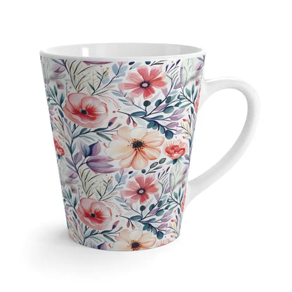 Glam Up Mornings with a Flowers Pattern Latte Mug - 12oz