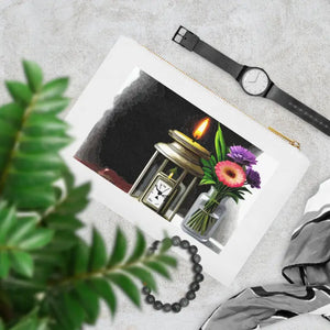 Cosmetic Bag Gold Color Zipper Pocket Watch Flowers - Dipaliz - White / one Size - & Toiletry Bags