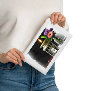 Cosmetic Bag Gold Color Zipper Pocket Watch Flowers - Dipaliz - White / one Size - & Toiletry Bags