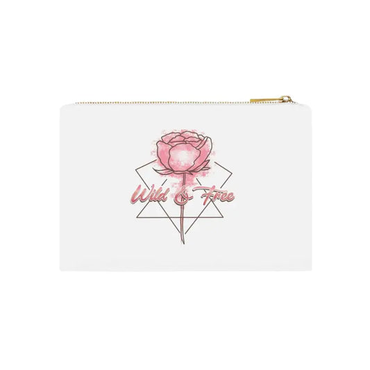 Trendy Cotton Canvas Cosmetic Bag with Glamorous Gold Zipper - White / one Size Bags