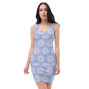Blue Sleeveless Dress Geometric Pattern White Design - Dipaliz - Xs - Dresses