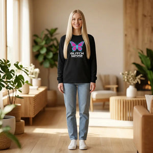 Glitch Mode Butterfly Long Sleeve Tee - T-shirts