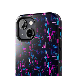 Glitch Pattern Tough Phone Case - Neon Cyberpunk - Dipaliz