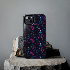 Glitch Pattern Tough Phone Case - Neon Cyberpunk - Dipaliz