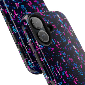 Glitch Pattern Tough Phone Case - Neon Cyberpunk - Dipaliz